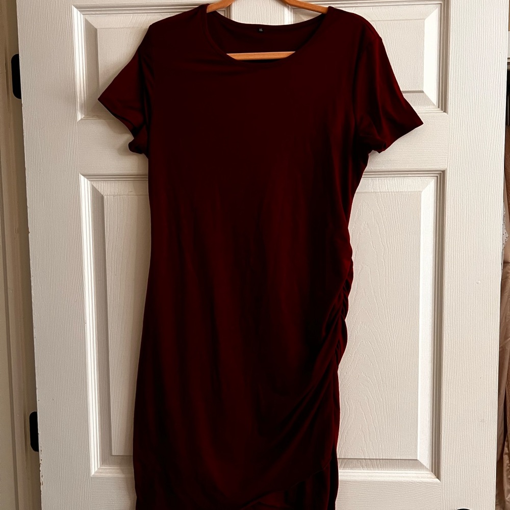 Burgundy Red Cinched Dress